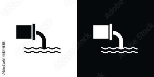 Sewage icon set. flat icon collection. flat line silhouette set.