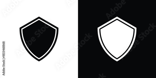 Shield icon set. flat icon collection. flat line silhouette set.