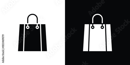 Shopping bag icon set. flat icon collection. flat line silhouette set.