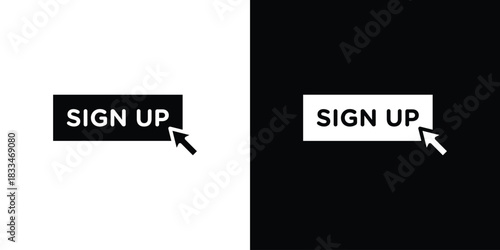 Sign up icon set. flat icon collection. flat line silhouette set.