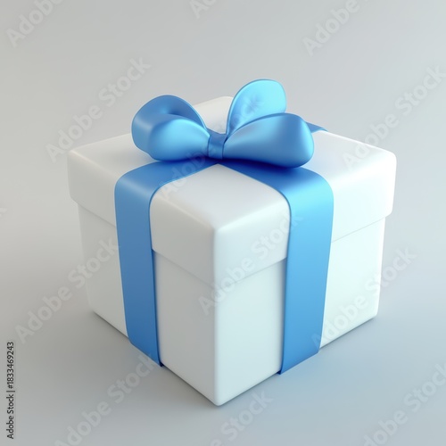 White gift box with satin bow, glossy finish and crisp studio background, premium branding mockup for corporate gifting, luxury unboxing and elegant product presentation