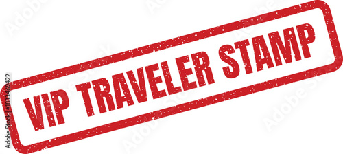Distressed rectangular rubber marking featuring VIP TRAVELER STAMP text for premium passenger identification