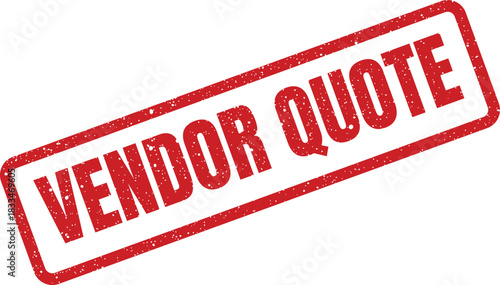 Distressed rectangular rubber stamp impression displaying the phrase VENDOR QUOTE, commonly used for pricing requests and service estimations