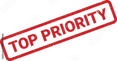 Distressed rectangular rubber stamp mark with TOP PRIORITY text emphasizing critical importance or immediate action required