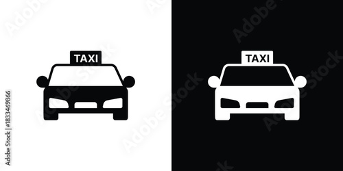 Taxi icon set. flat icon collection. flat line silhouette set.