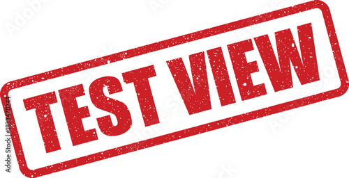 Distressed rectangular rubber stamp showing TEST VIEW text, ideal for document status or review marking