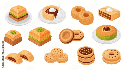 Collection of various delicious pastries and desserts, showcasing a variety of sweet treats.