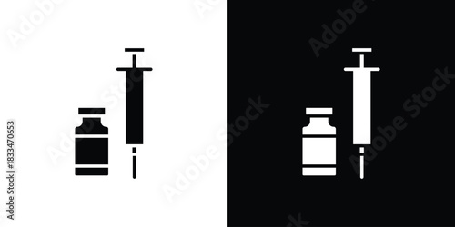 Vaccine vial icon set. flat icon collection. flat line silhouette set.
