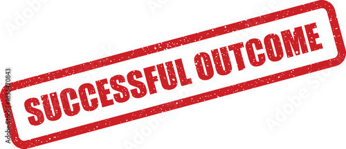 Distressed rectangular stamp graphic highlighting a successful outcome or positive result with a vintage grunge effect