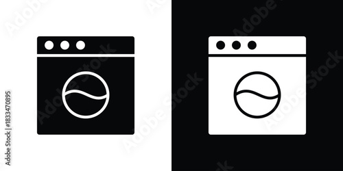 Washing machine icon set. flat icon collection. flat line silhouette set.