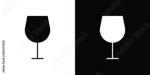 Wine glass icon set. flat icon collection. flat line silhouette set.