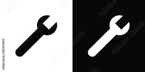 Wrench icon set. flat icon collection. flat line silhouette set.