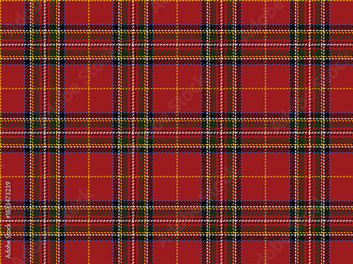 Royal Stewart tartan plaid. Scottish traditional fabric swatch. Red and green christmas holiday tartan plaid seamless pattern
