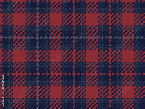 Red blue scottish tartan plaid seamless pattern. Checkered fabric texture background