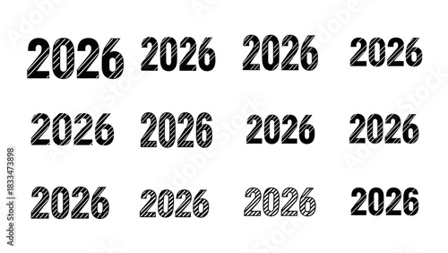 Collection of 2026 year design templates for new year celebrations and creative graphic resources