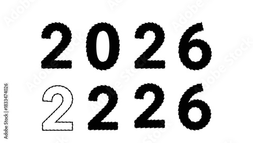 Conceptual illustration representing the year 2026 with different styles and designs