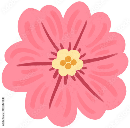 Isolated pink flower illustration with transparent background. Cute floral doodle for flower arrangement, journaling, planner, greeting card, invitation, and decorative projects	