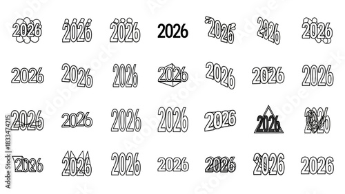 Diverse representations of the year 2026 for branding and creative designs