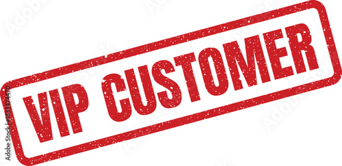 Distressed red rubber stamp featuring VIP Customer text, perfect for identifying a valued client or premium service holder