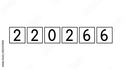 Isolated illustration of the number 220266 with black digits on white background with simple design
