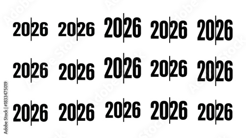 Repeating 2026 pattern with vertical dividers representing time passing future year