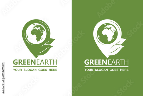 ecology earth planet globe icons isolated on white and green background