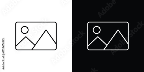 Picture icons vector symbol with editable stroke lines for web designs