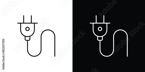 Plug icons vector symbol with editable stroke lines for web designs