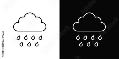 Rain icons vector symbol with editable stroke lines for web designs
