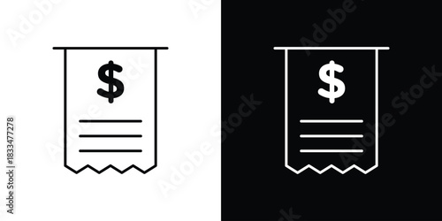 Receipt icons vector symbol with editable stroke lines for web designs