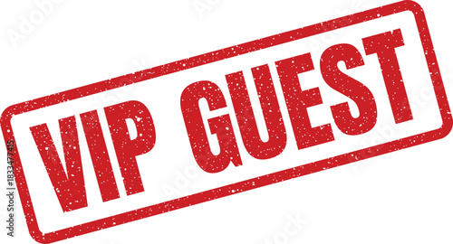 Distressed rubber stamp vector graphic featuring prominent VIP Guest lettering, indicating exclusive invitation and special event attendance