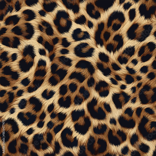 Beautifully detailed wild animal print showcasing the soft fur texture and a natural spotted pattern of leopard skin for backgrounds