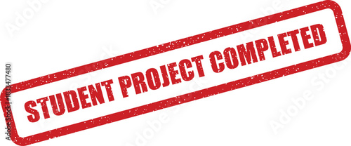 Distressed student project completed verification seal on academic coursework or report submission for evaluation