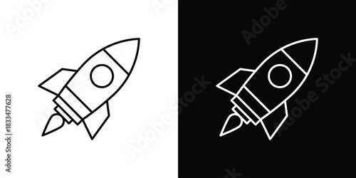 Rocket icons vector symbol with editable stroke lines for web designs