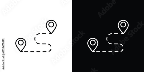 Route icons vector symbol with editable stroke lines for web designs