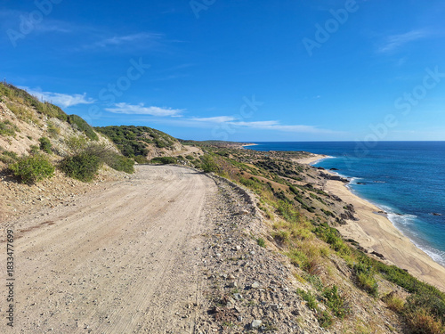 Dirt Road Overlooking Remote Desert Coastline – East Cape, Baja California Sur, Mexico