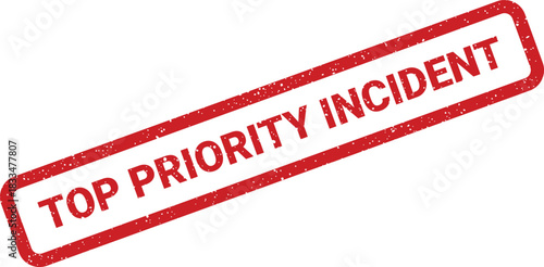 Grunge red stamp with incident text signifies an urgent event requiring immediate action and resolution