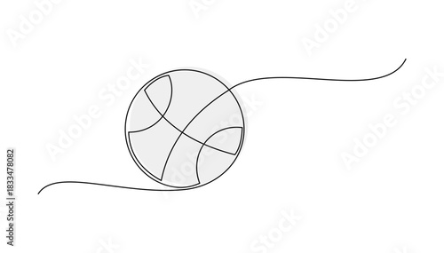 Continuous line drawing of basketball 