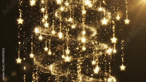 Abstract golden stars animated spiral glittering background loopable