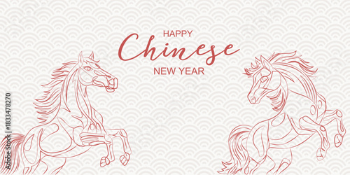 2026 Chinese New Year of the horse greeting card vector illustration