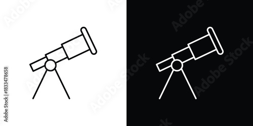 Telescope icons vector symbol with editable stroke lines for web designs