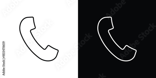 Telephone icons vector symbol with editable stroke lines for web designs