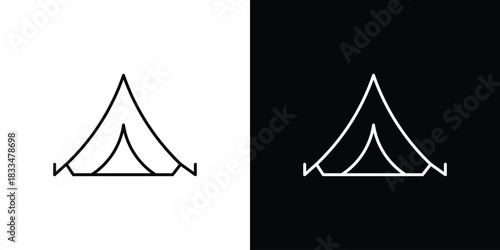 Tent icons vector symbol with editable stroke lines for web designs