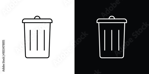 Trash Bin icons vector symbol with editable stroke lines for web designs