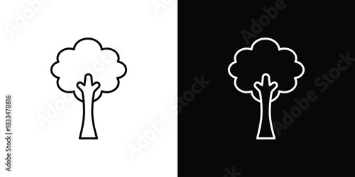 Tree icons vector symbol with editable stroke lines for web designs