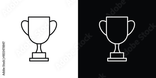 Trophy icons vector symbol with editable stroke lines for web designs