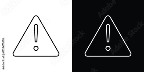 Warning icons vector symbol with editable stroke lines for web designs