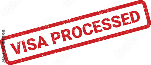 Grunge textured rubber stamp impression with VISA PROCESSED text, indicating official document handling completion