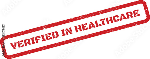 Grungy rectangular stamp impression signifying official verification in healthcare, excellent for confirming medical standards and patient safety protocols in hospitals