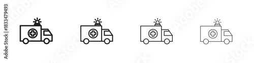 Ambulance icon, thin line symbols. eps 10 vector